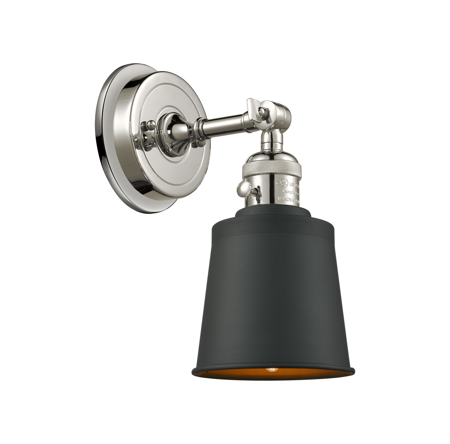 One Light Wall Sconce by Innovations - Franklin Restoration Collection, Polished Nickel Finish - 203SWBP-PN-M9-BK