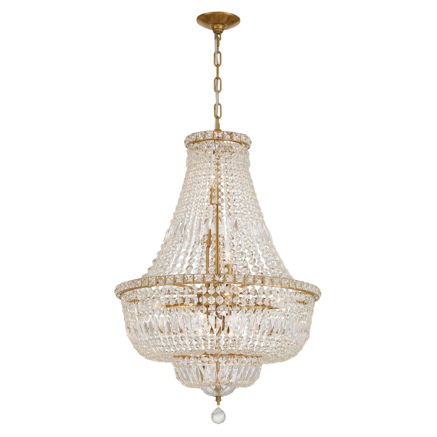 Nine Light Chandelier by Crystorama - Roslyn Collection, Aged Brass Finish - ROS-A1009-AG-CL-MWP