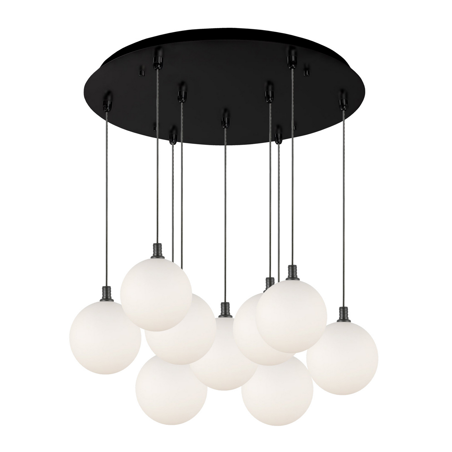 LED Pendant by Kuzco Lighting - Bolla Collection, Black/Opal Glass Finish - MP3106BKOP-09