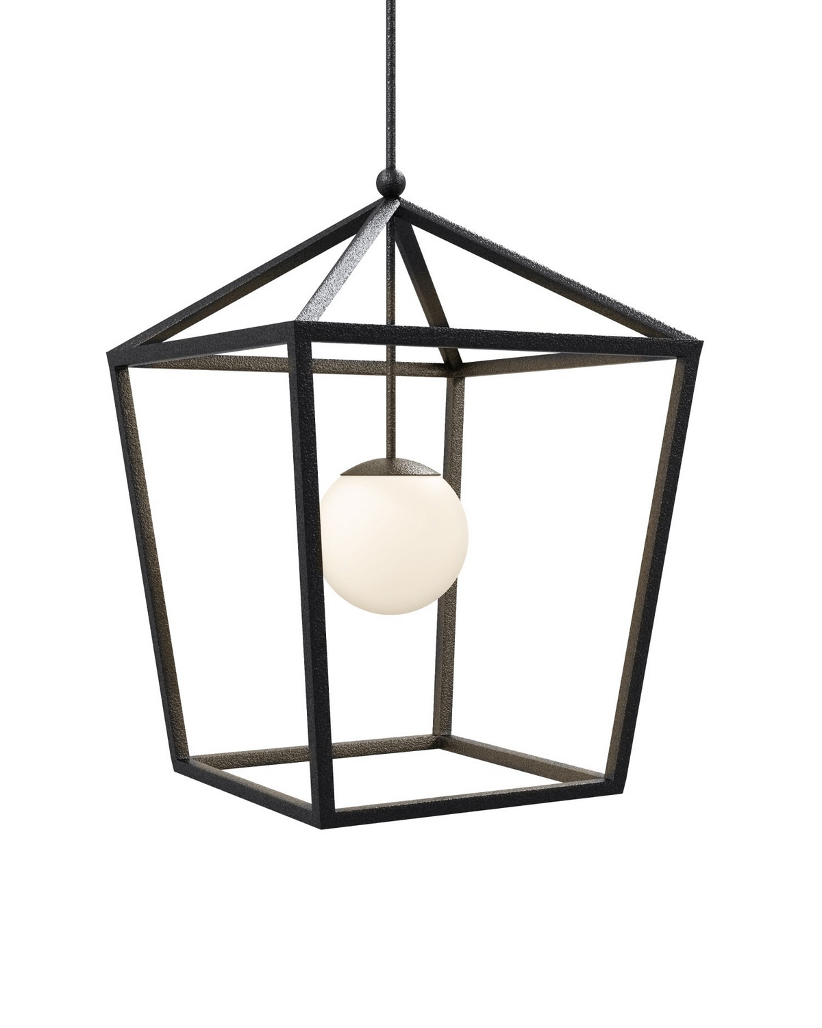 Photos - Chandelier / Lamp A&D Currey & Company Black Frosted White Lantern from the Denison Collection 9500-0024 