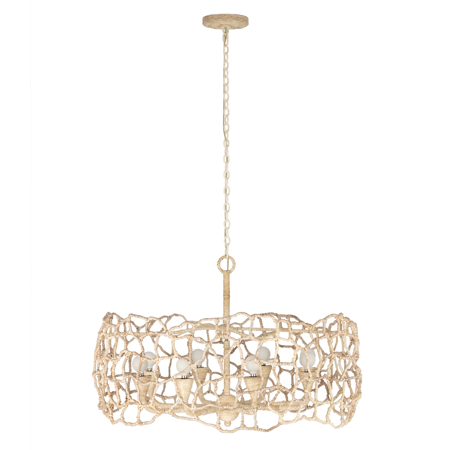 Kalco 527355WIV Reef 8 Light 34 inch Warm Ivory Chandelier Ceiling Light