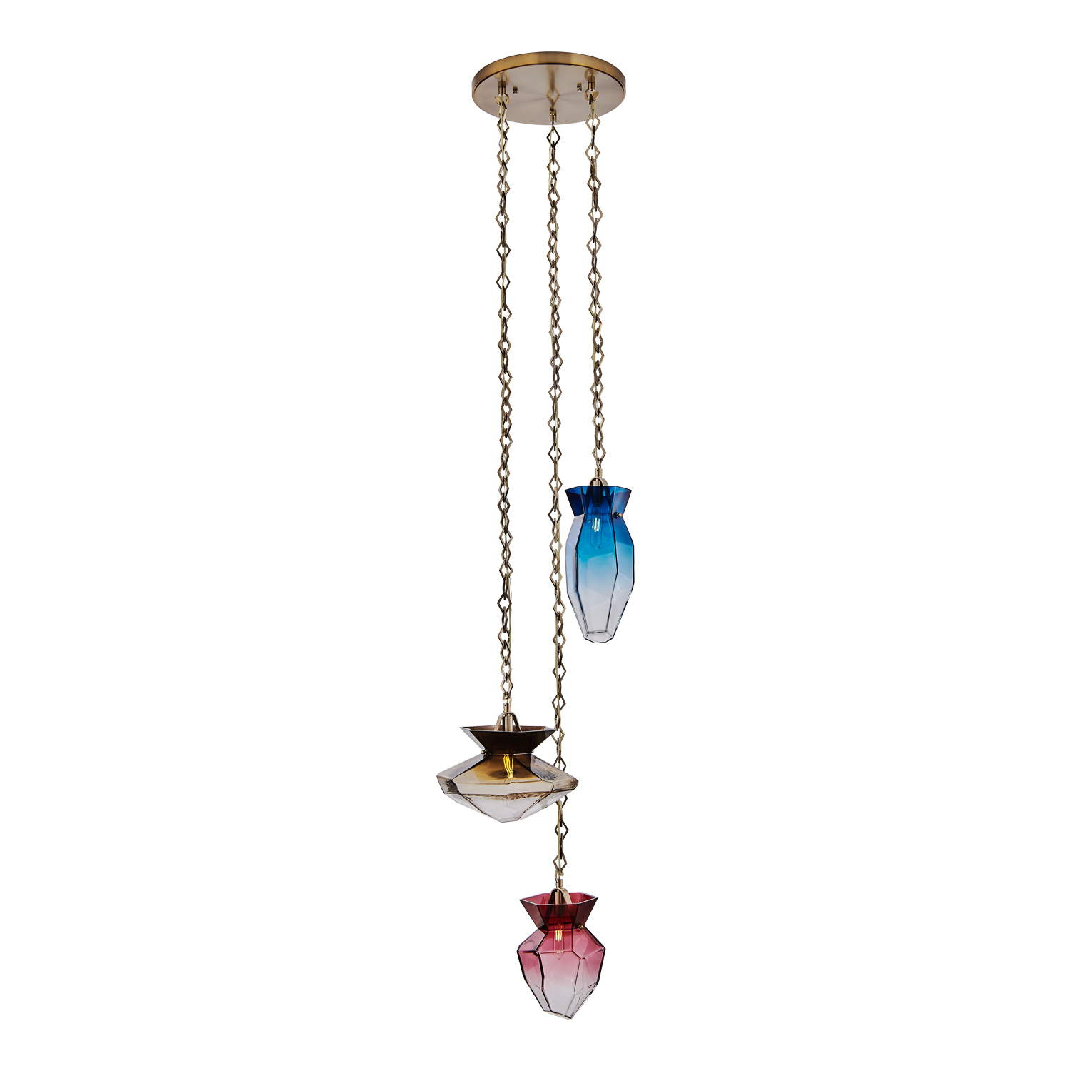 Kalco 528351WB Bolsa 3 Light 21.25 inch Winter Brass Chandelier Ceiling Light