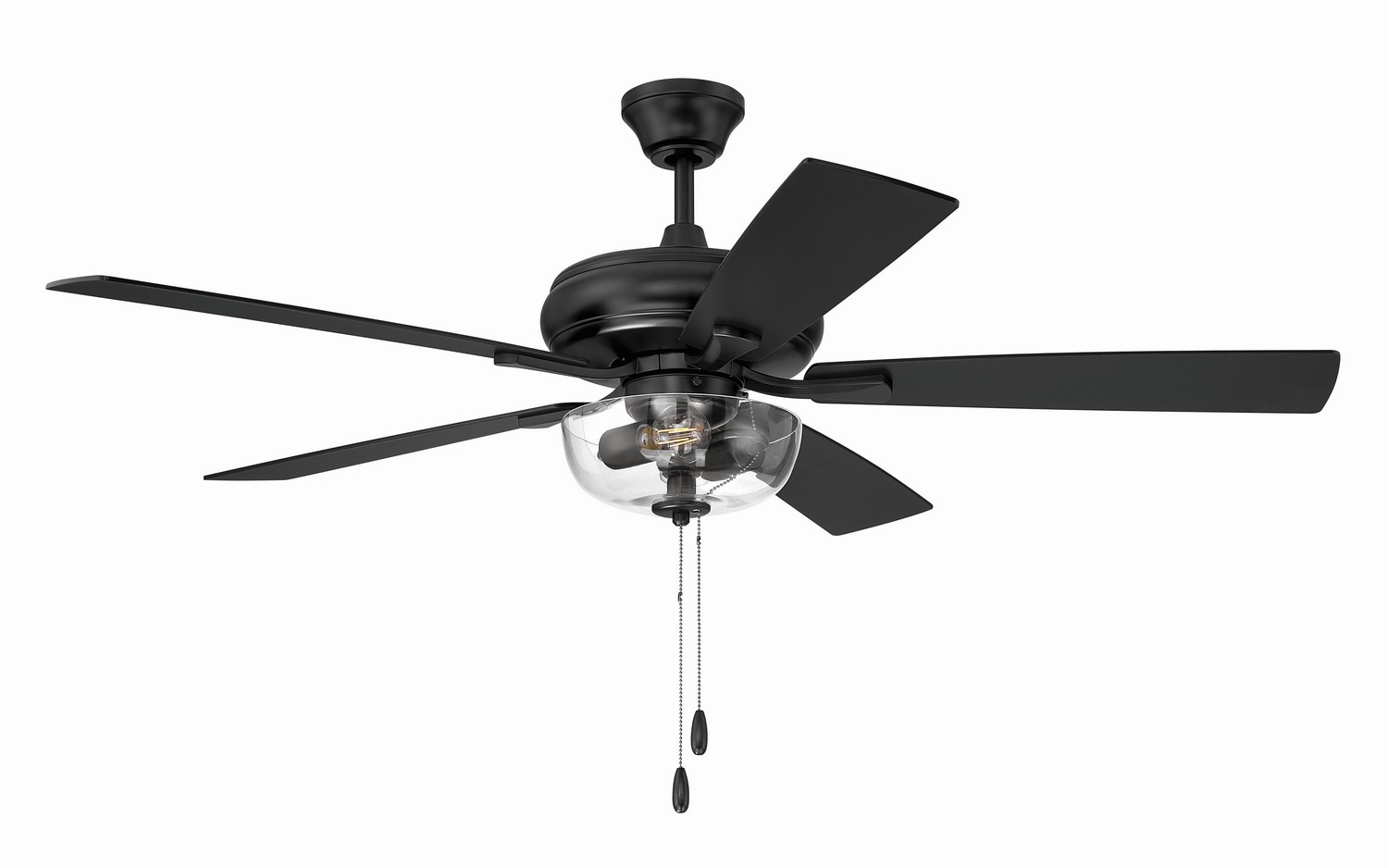 Flat Black 52 Ceiling Fan from the EOS 2 Light Clear Bowl Collection