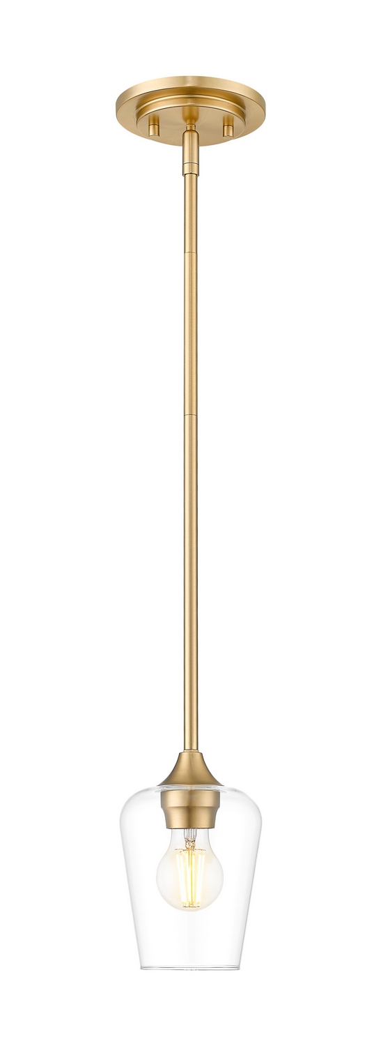 One Light Pendant by Z-Lite - Joliet Collection, Burnished Brass Finish - 473MP-BBR