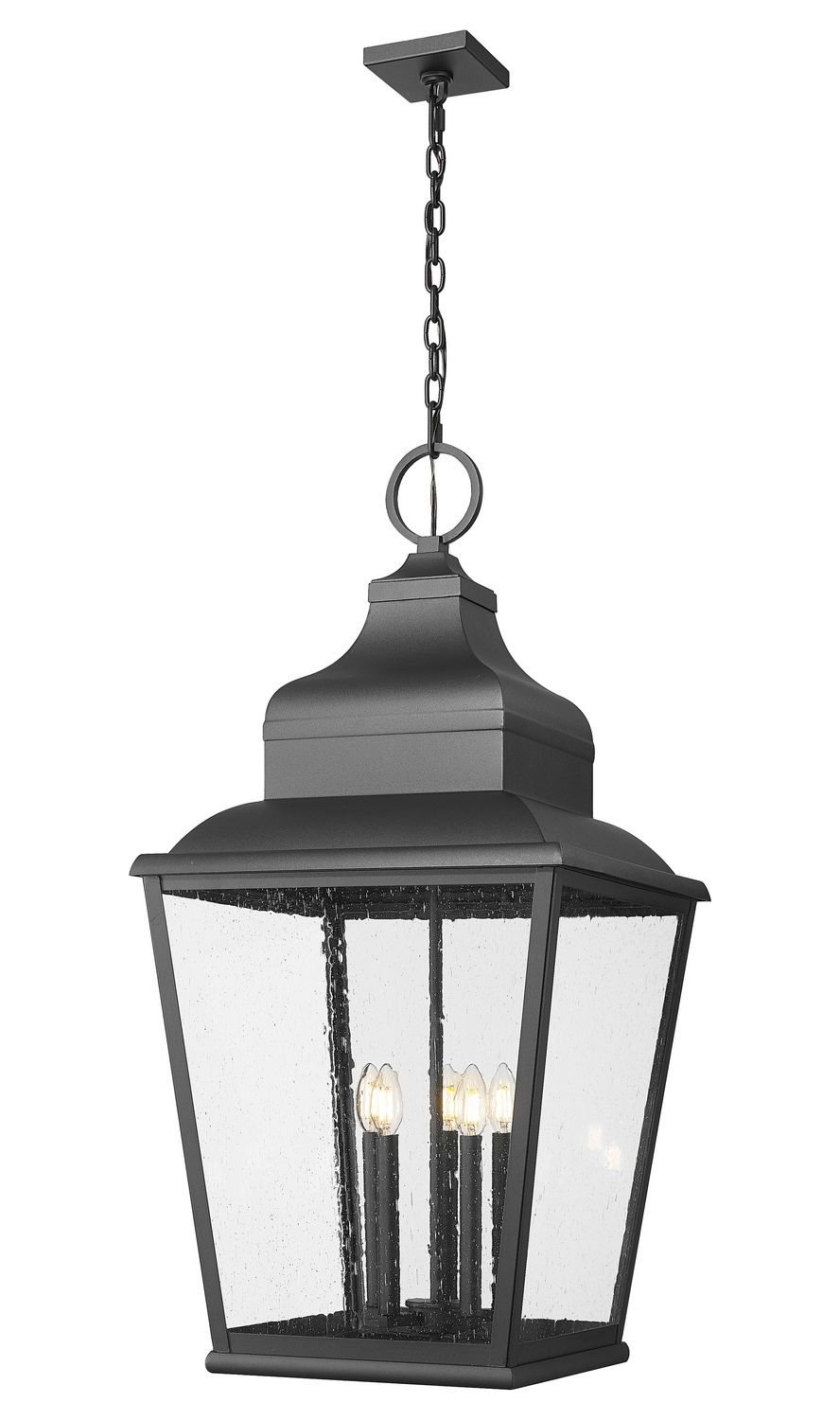 Five Light Outdoor Chain Mount Ceiling Fixture by Z-Lite - Raphael Collection, Sand Black Finish - 5029CHXXL-BK