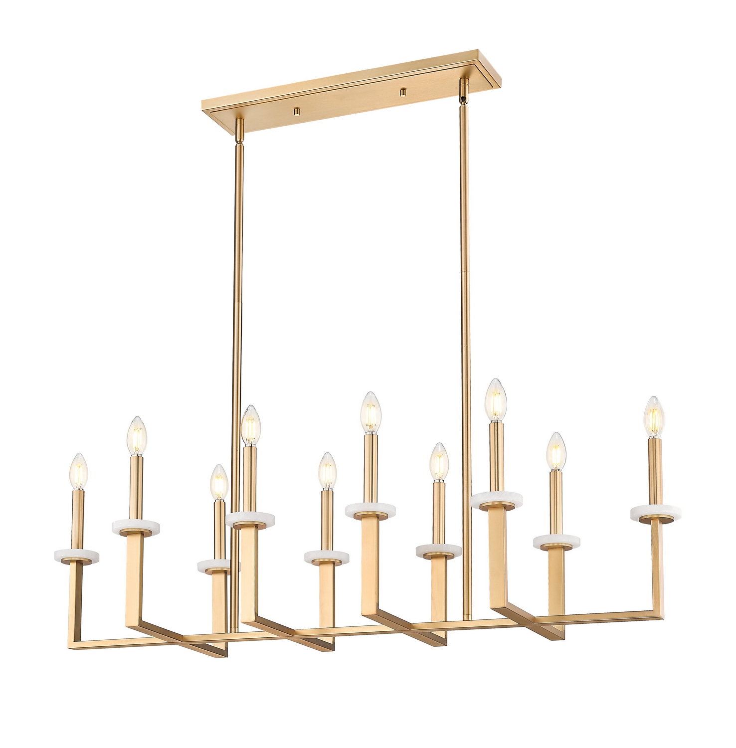 Ten Light Linear Chandelier by Z-Lite - Gaultier Collection, Modern Gold Finish - 6100-10L-MGLD