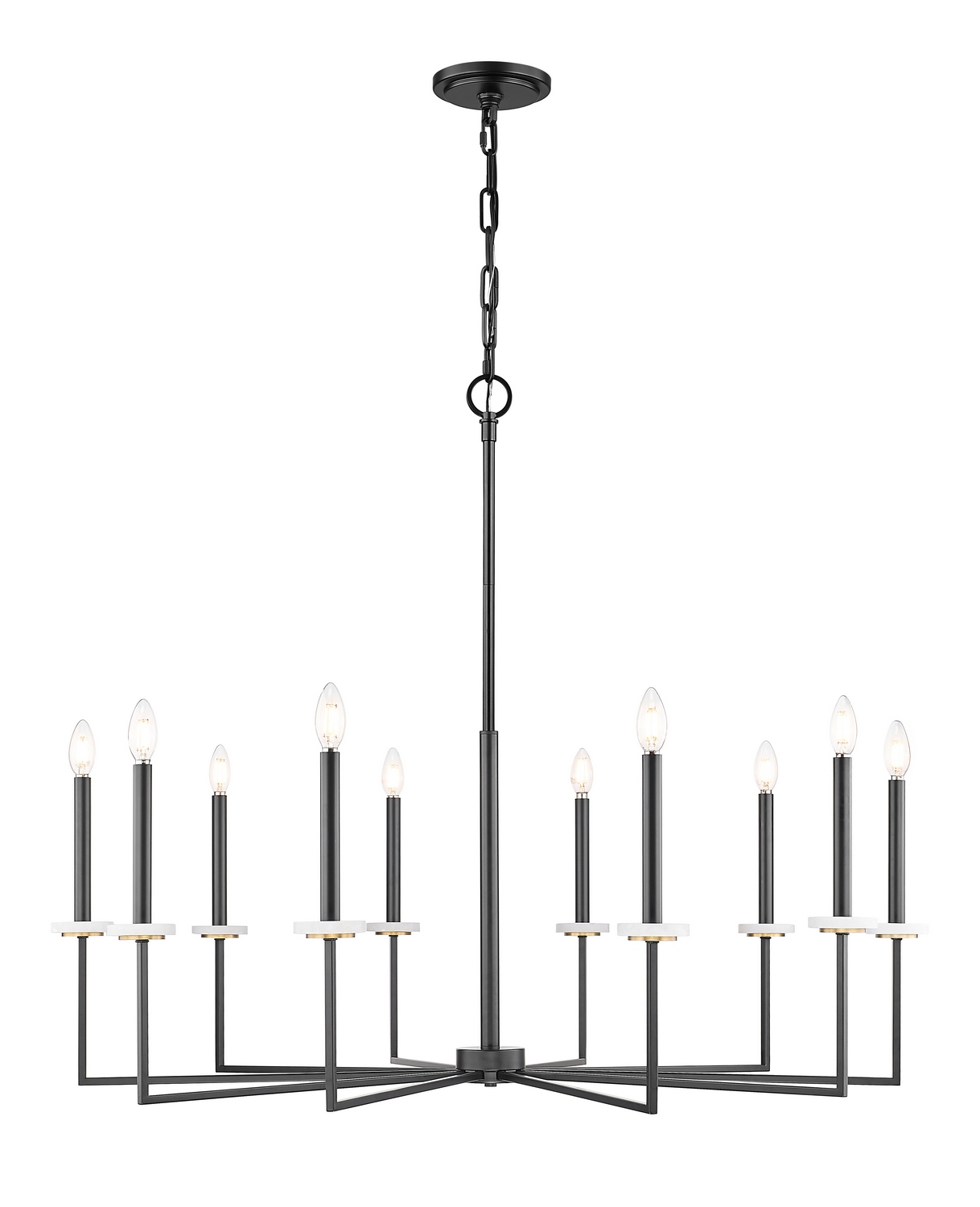 Ten Light Chandelier by Z-Lite - Gaultier Collection, Matte Black + Modern Gold Finish - 6100-10MB
