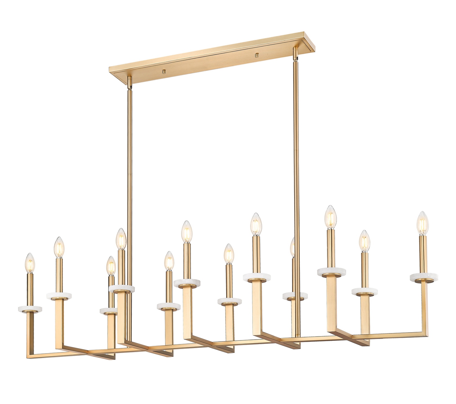12 Light Linear Chandelier by Z-Lite - Gaultier Collection, Modern Gold Finish - 6100-12L-MGLD