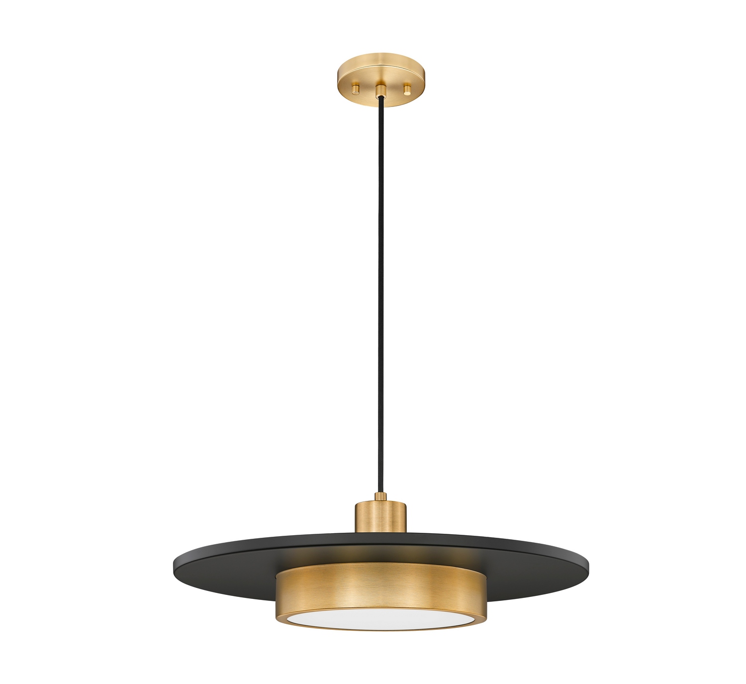 Photos - Chandelier / Lamp Wide Z-Lite Ludo 1-Light LED Pendant in Matte Black + Modern Gold 829P20-MB-MGLD-LED 