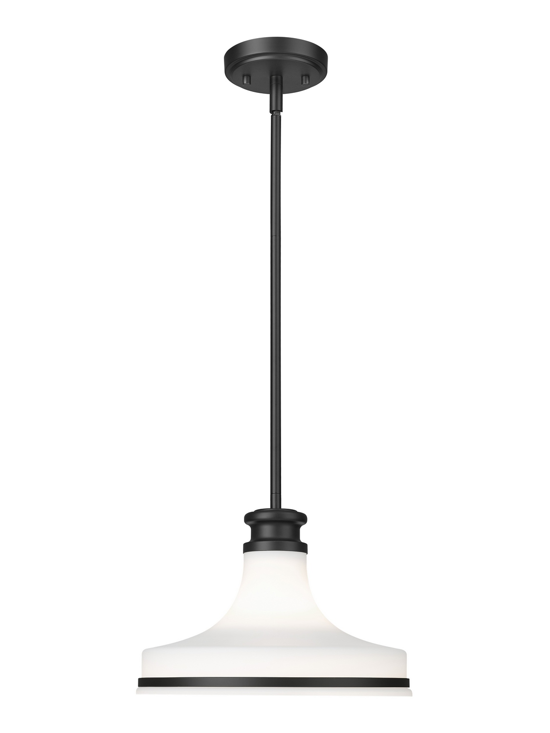 Photos - Chandelier / Lamp Wide Z-Lite Reznor 1-Light Pendant in Matte Black 831P12-MB