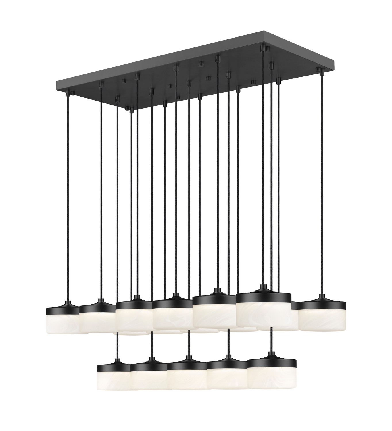 LED Linear Chandelier by Z-Lite - Renaud Collection, Matte Black Finish - 827P6-17L-MB-LED