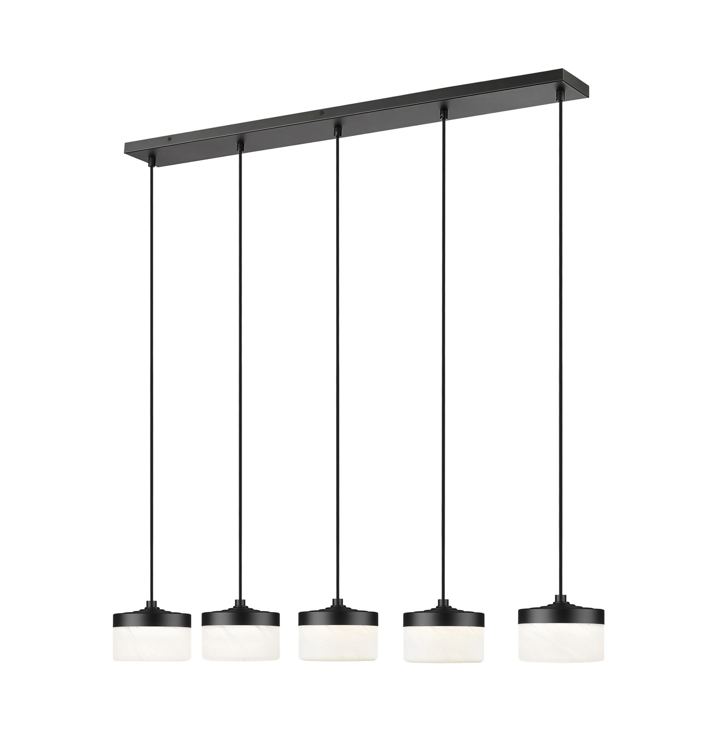LED Linear Chandelier by Z-Lite - Renaud Collection, Matte Black Finish - 827P6-5L-MB-LED