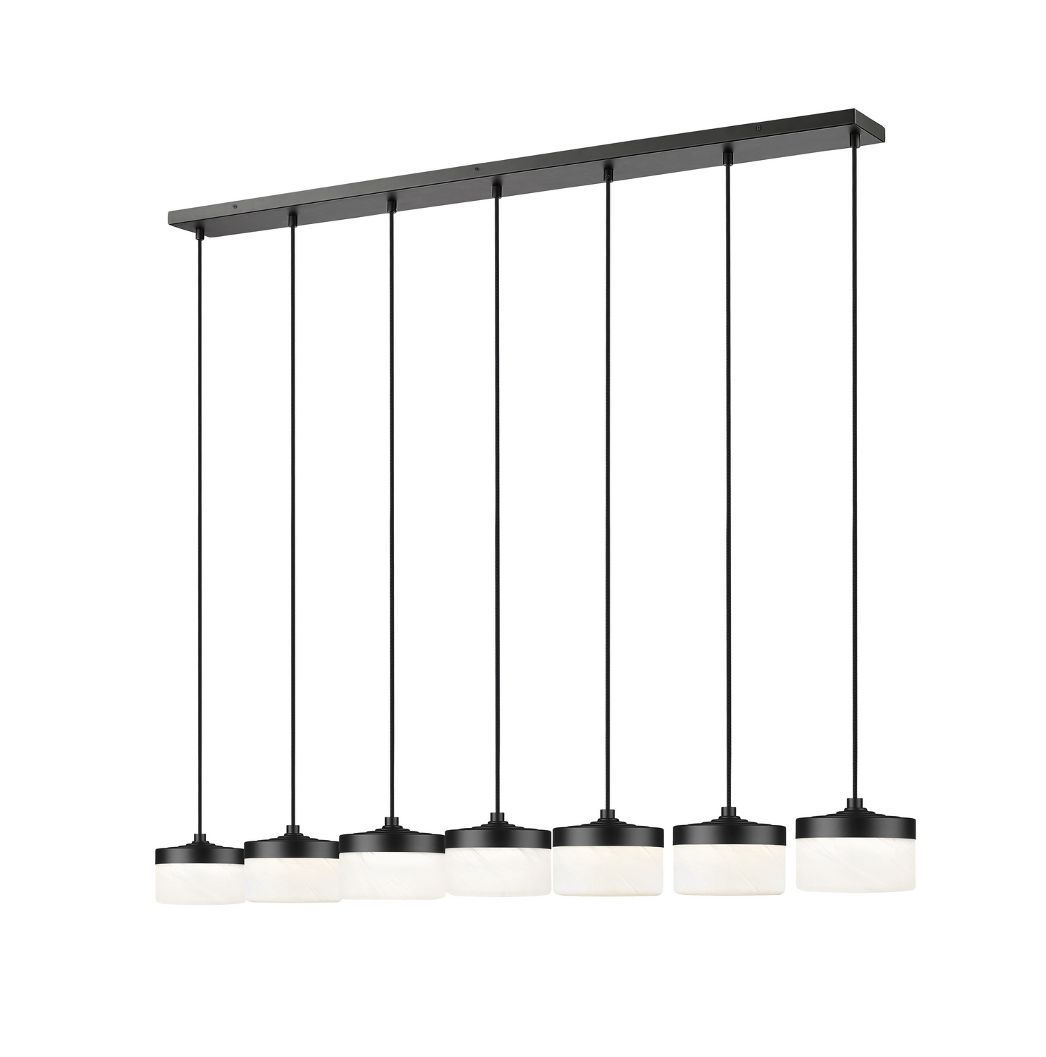 LED Linear Chandelier by Z-Lite - Renaud Collection, Matte Black Finish - 827P6-7L-MB-LED