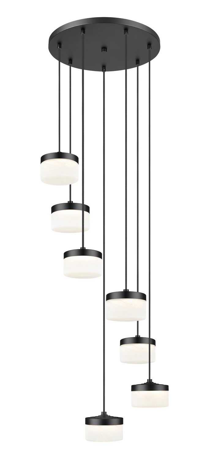 LED Chandelier by Z-Lite - Renaud Collection, Matte Black Finish - 827P6-7R-MB-LED