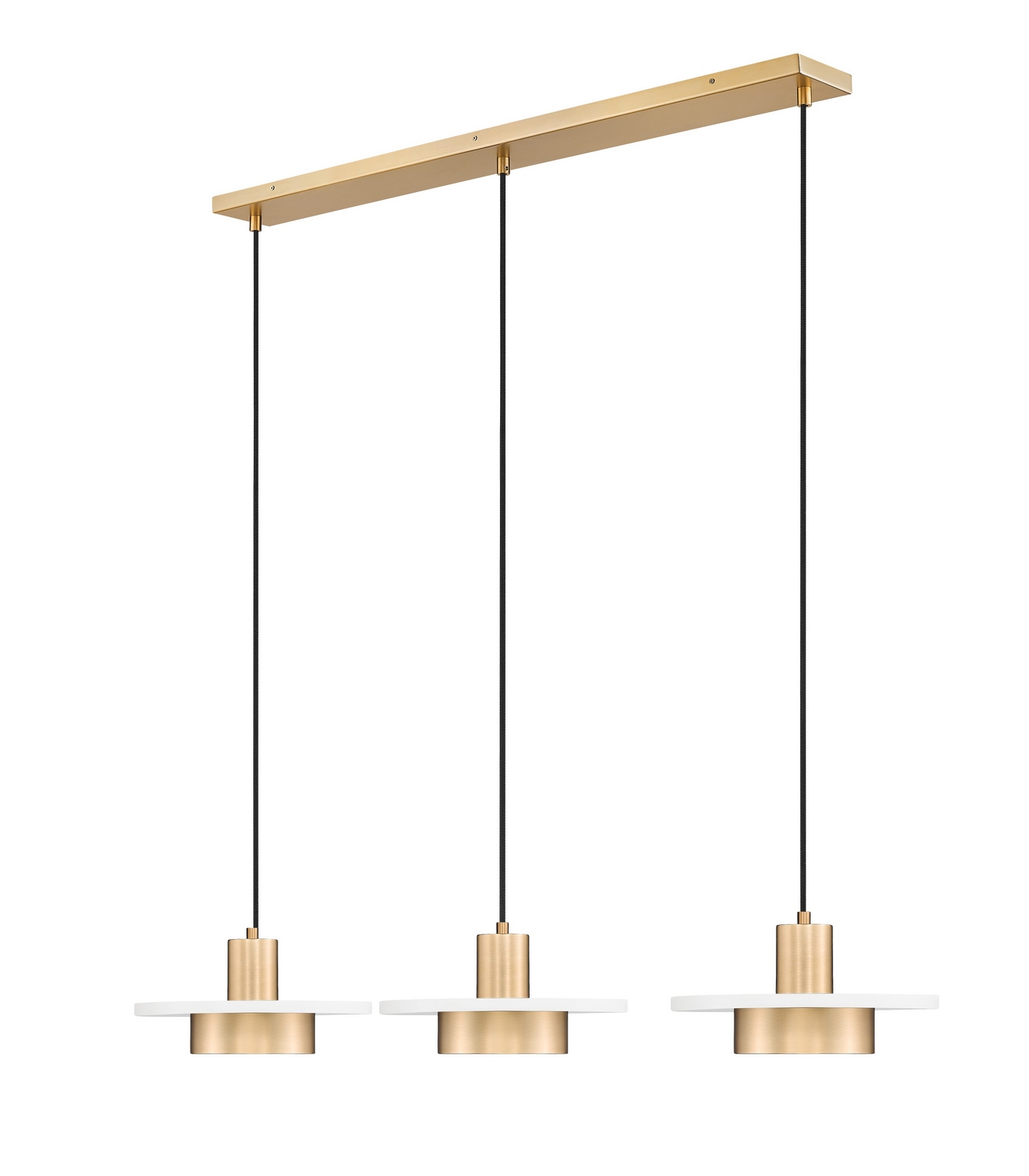 LED Linear Chandelier by Z-Lite - Ludo Collection, Matte White + Modern Gold Finish - 829P12-3L-MW-MGLD-LE