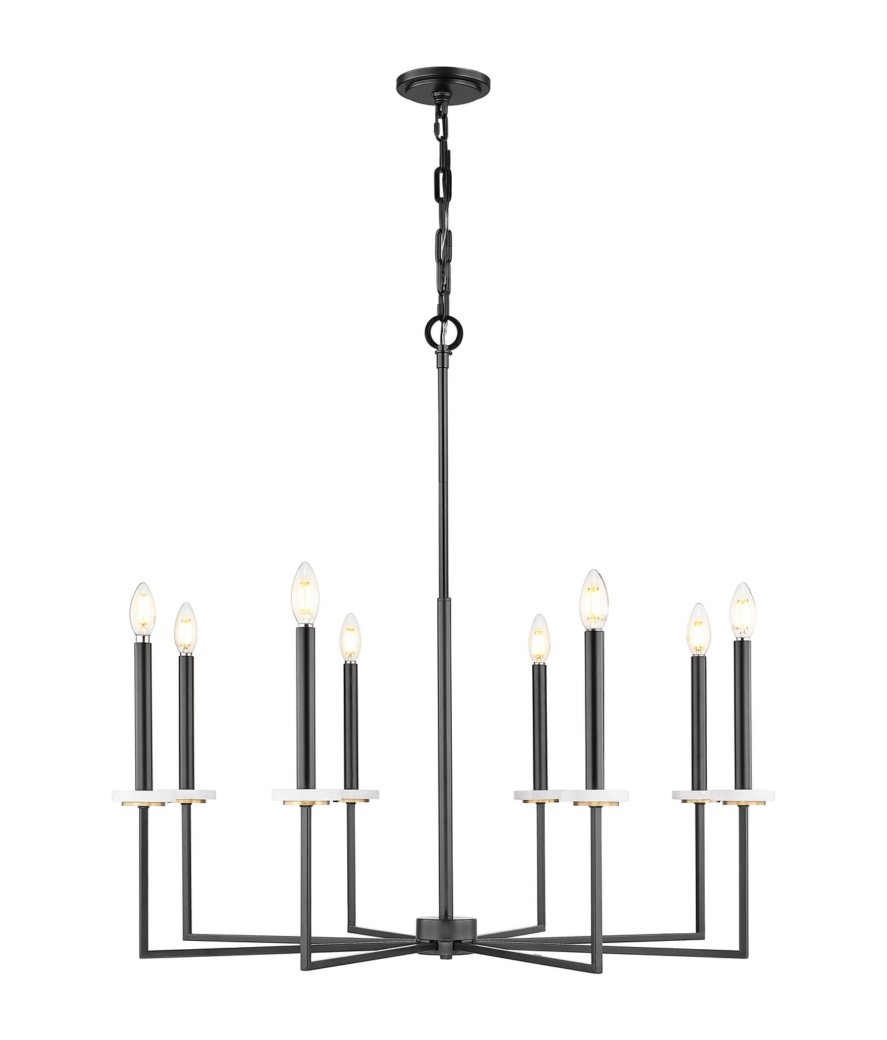 Eight Light Chandelier by Z-Lite - Gaultier Collection, Matte Black + Modern Gold Finish - 6100-8MB