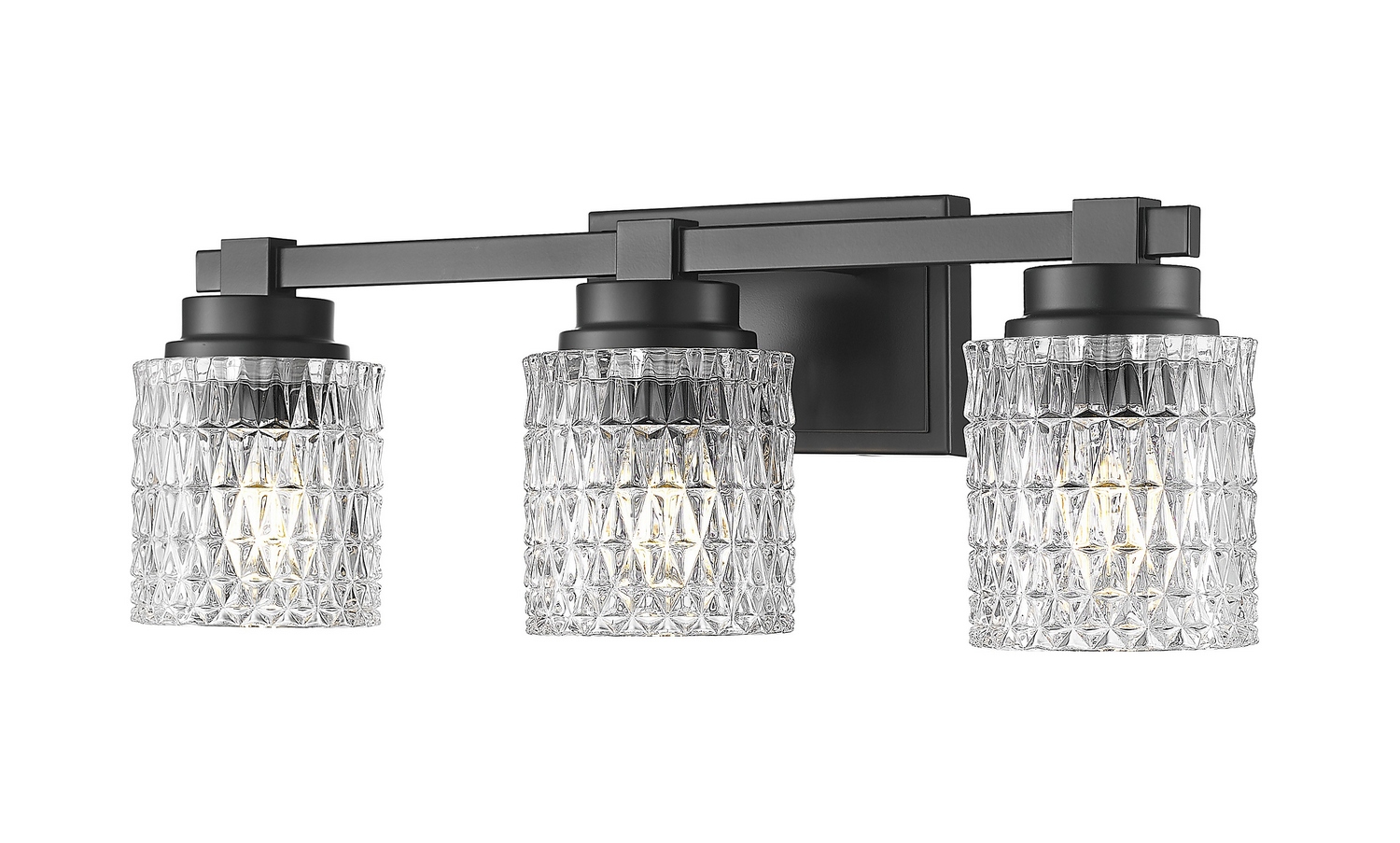 Three Light Vanity by Z-Lite - Jacqueline Collection, Matte Black Finish - 6101-3V-MB