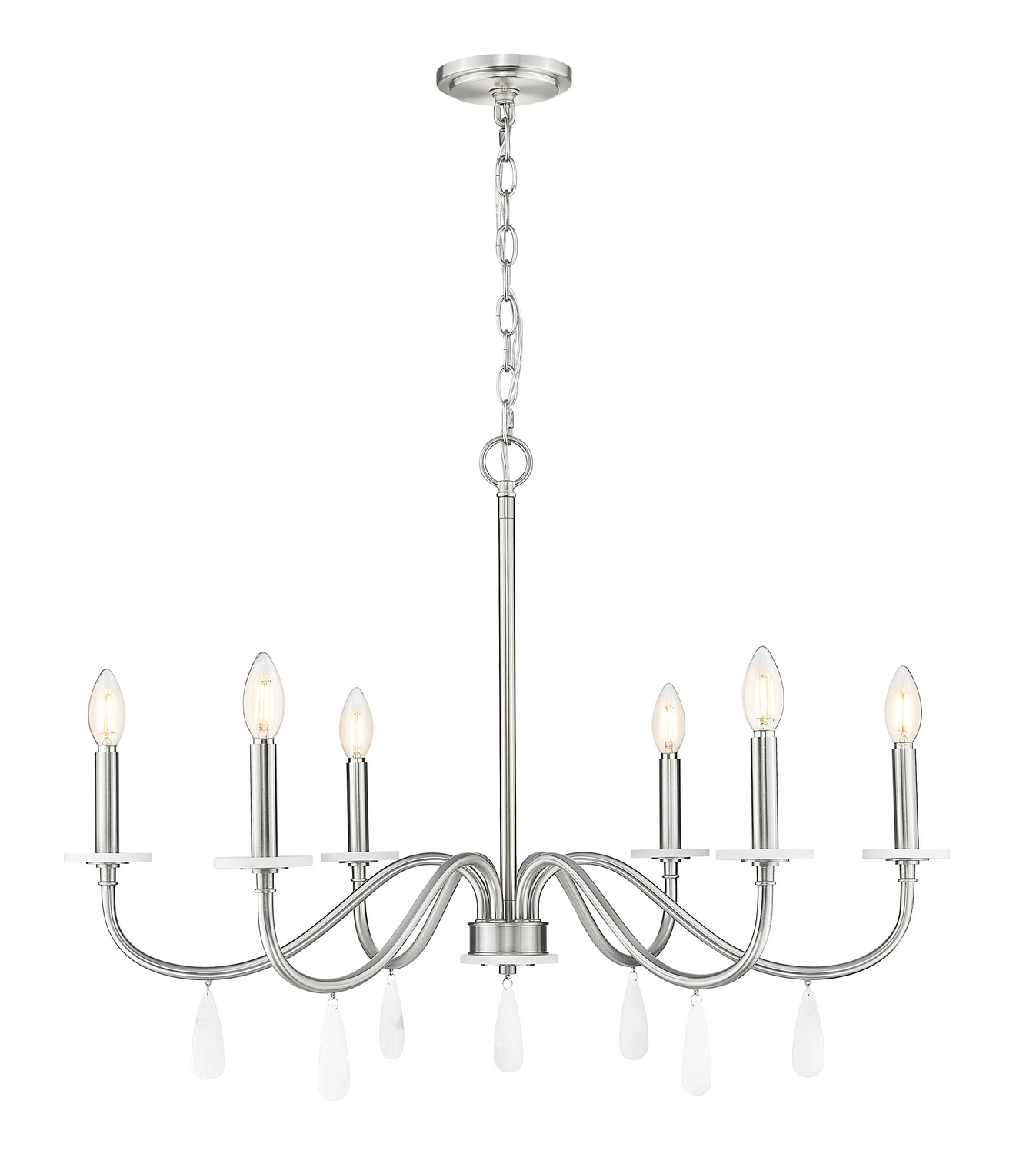 Six Light Chandelier by Z-Lite - Toussant Collection, Brushed Nickel Finish - 6103-32BN