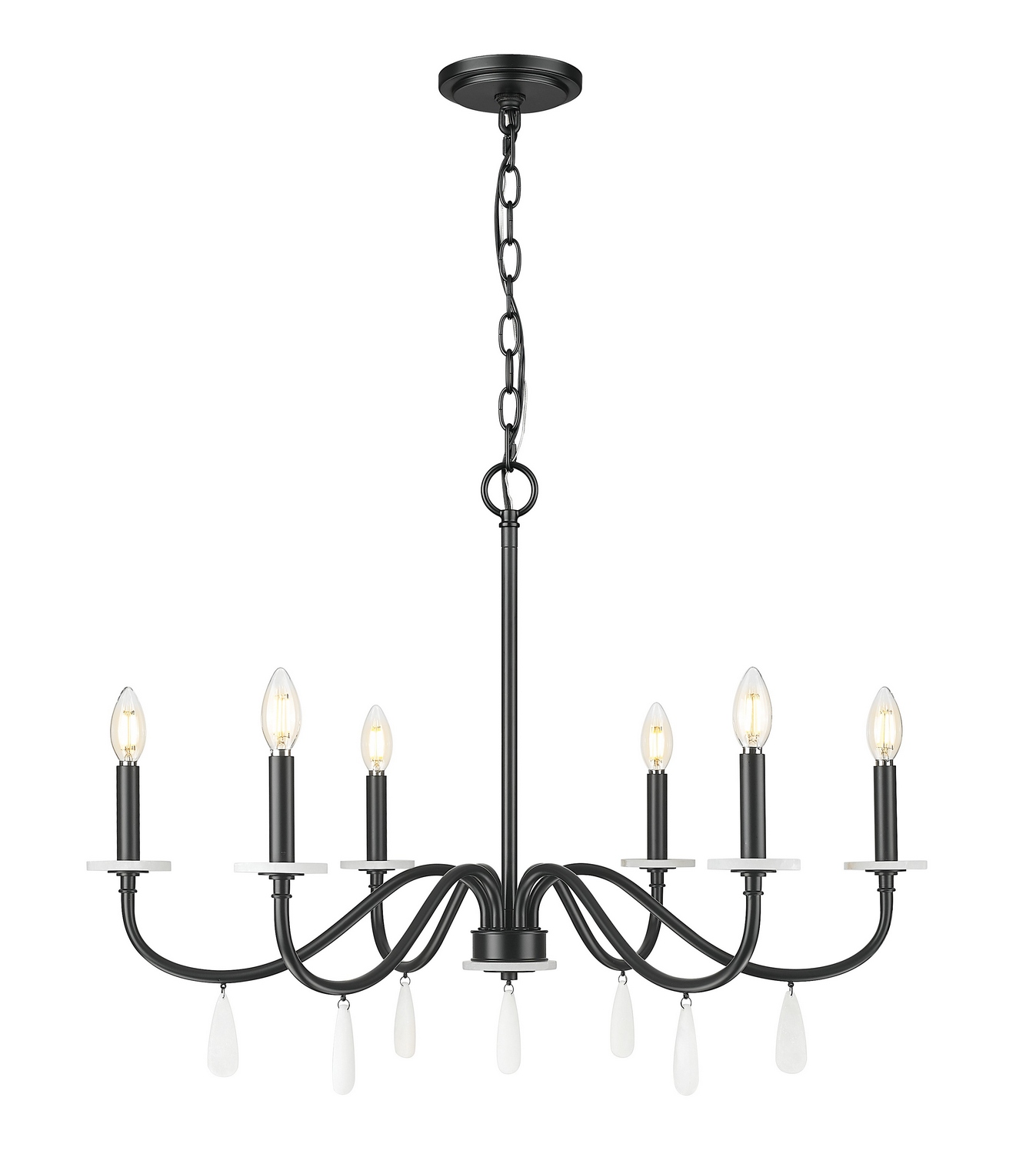 Six Light Chandelier by Z-Lite - Toussant Collection, Matte Black Finish - 6103-32MB