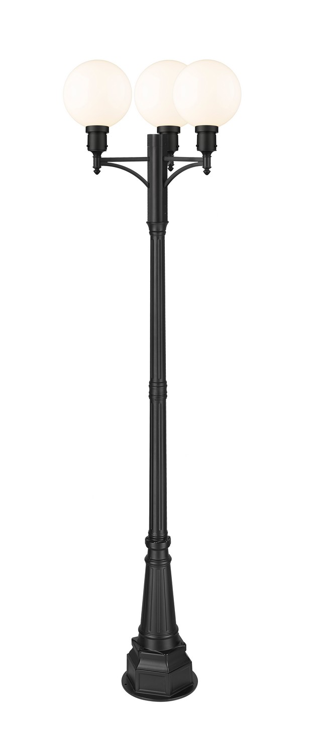 One Light Outdoor Post Mount by Z-Lite - Laurent Collection, Black Finish - 597PHB-3-564P-BK