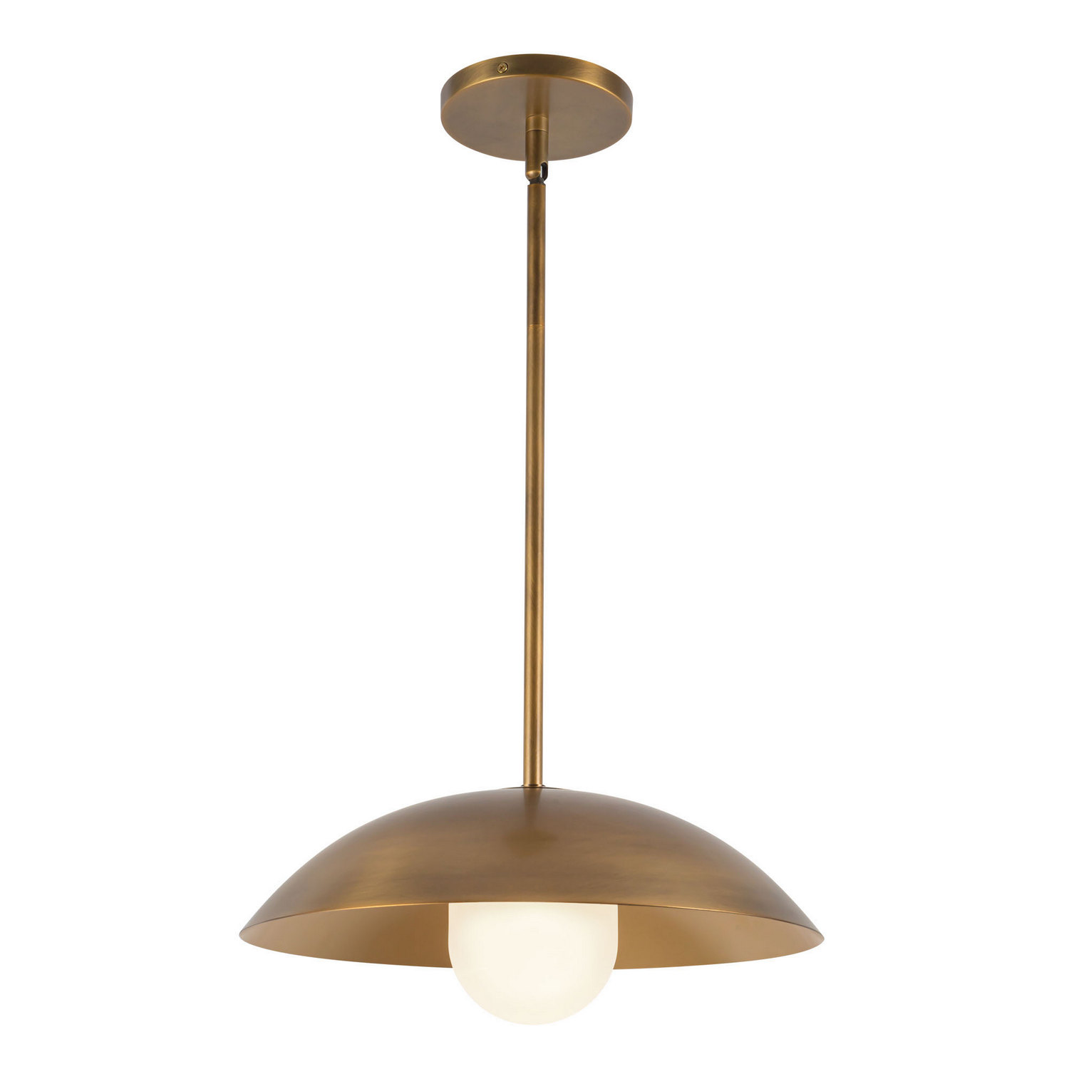 One Light Pendant by Kuzco Lighting - Umbra Collection, Vintage Brass/Opal Glass Finish - PD10814-VB/OP