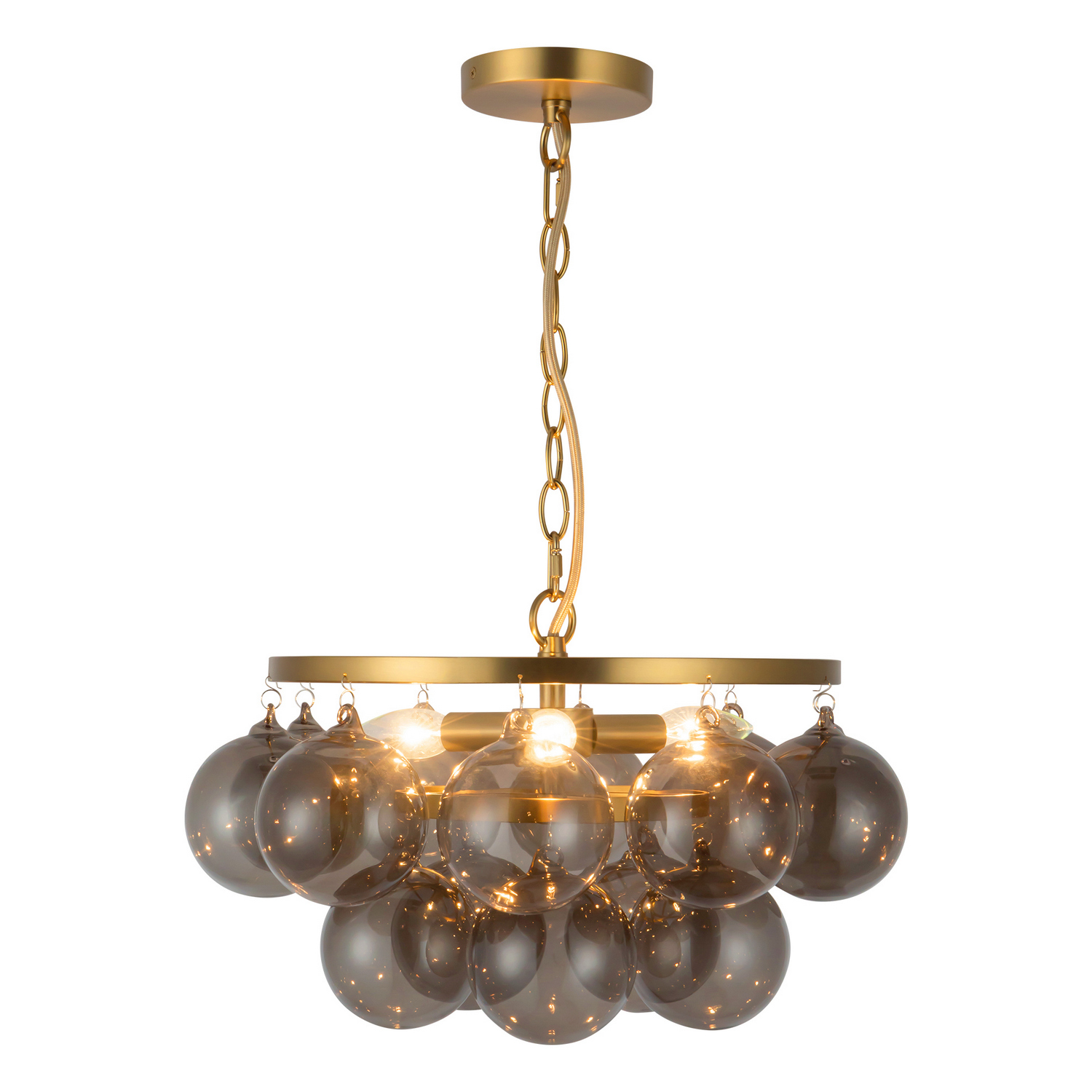 Photos - Chandelier / Lamp Wide Alora Brushed Gold Smoked Glass Chandelier from the Faye Collection CH654318BGSM 
