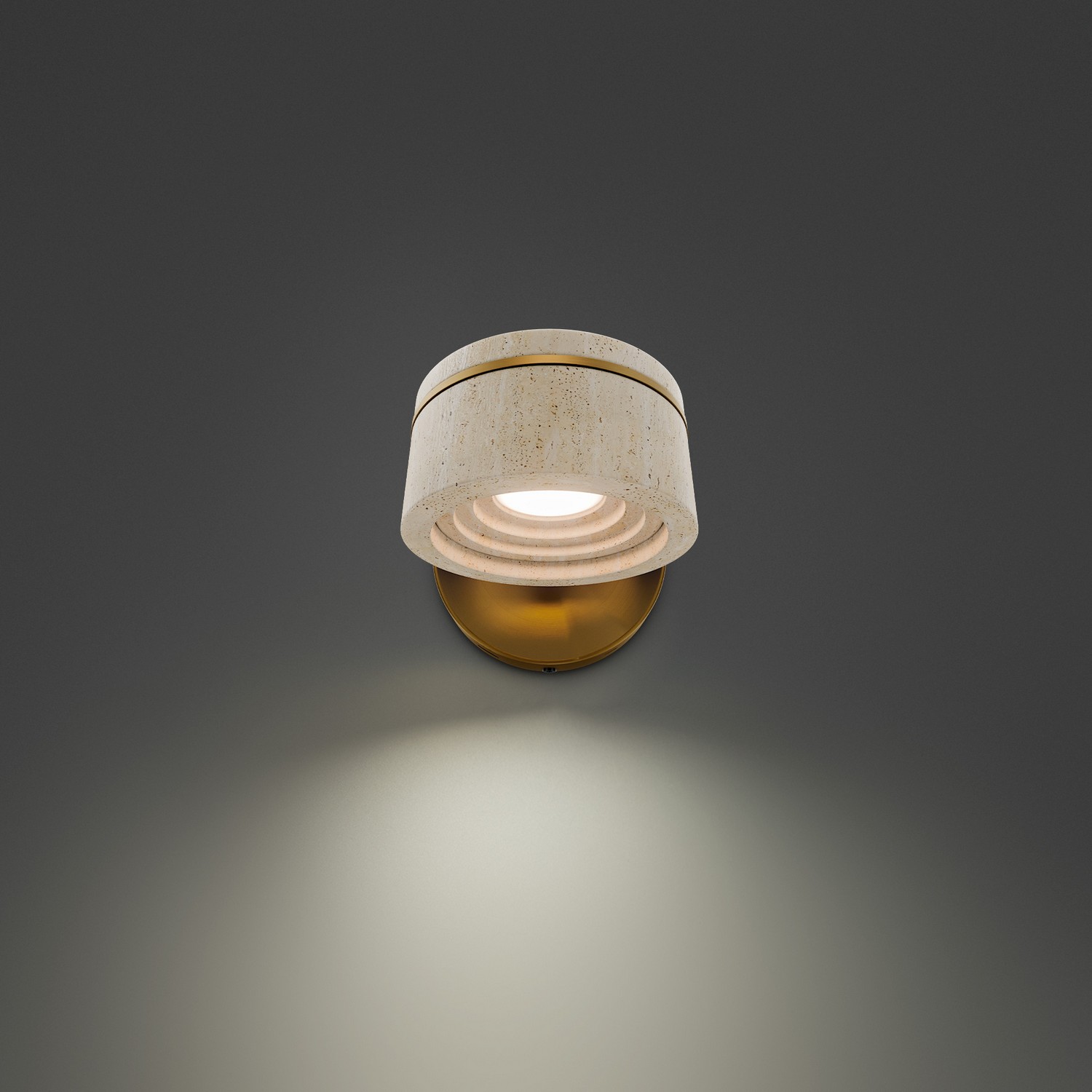 LED Task & Reading Bed Light by Modern Forms - Sorin Collection, Beige Travertine/Aged Brass Finish - BL248606-WV/AB