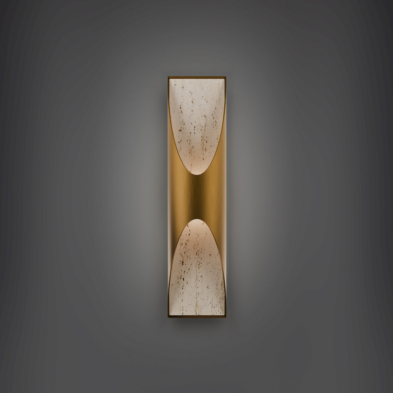 LED Wall Sconce by Modern Forms - Kastlerock Collection, Beige Travertine/Aged Brass Finish - WS202624-WV/AB