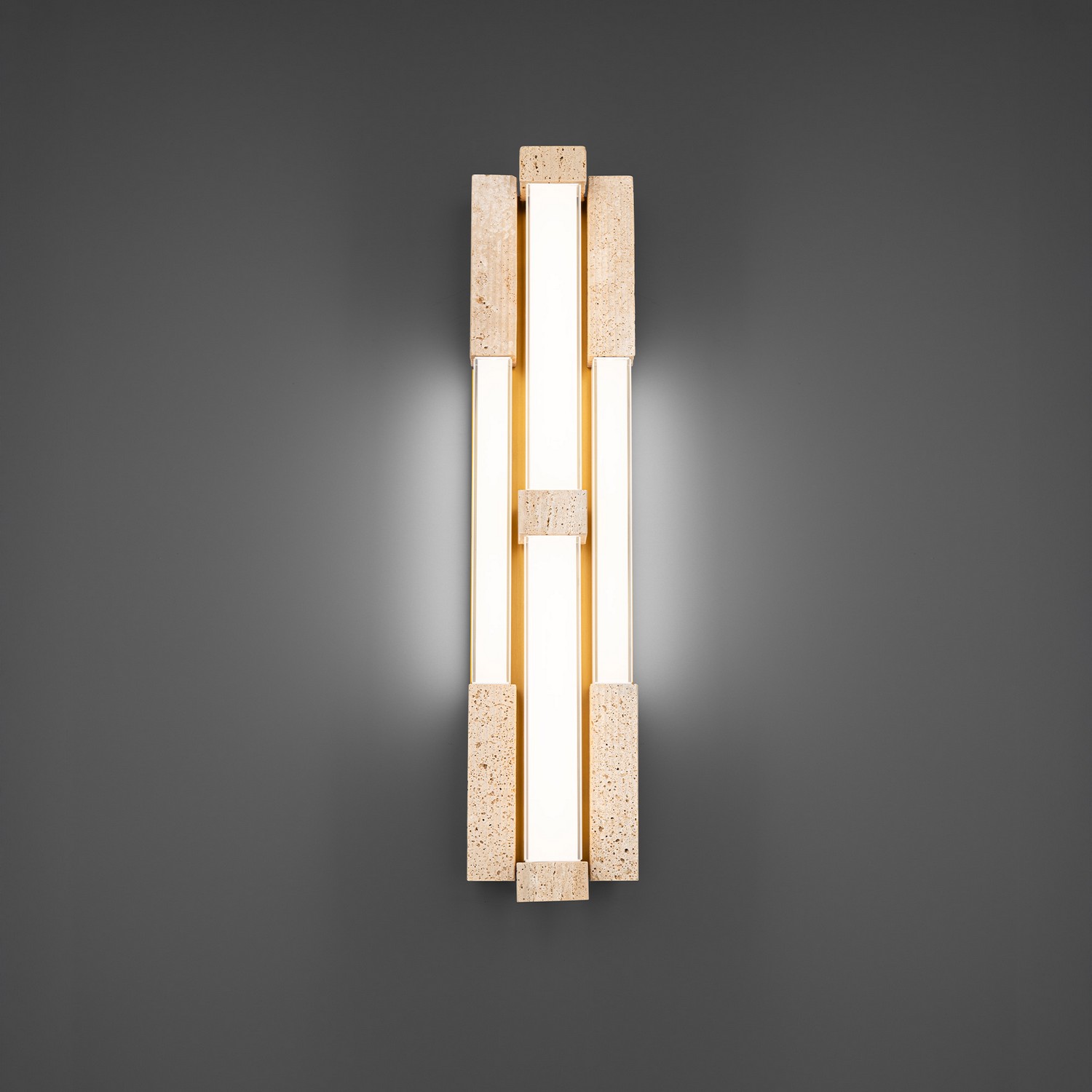 Photos - Chandelier / Lamp Modern Forms Beige Travertine Aged Brass LED Wall Sconce from the Conan Collection WS244628-WV/AB