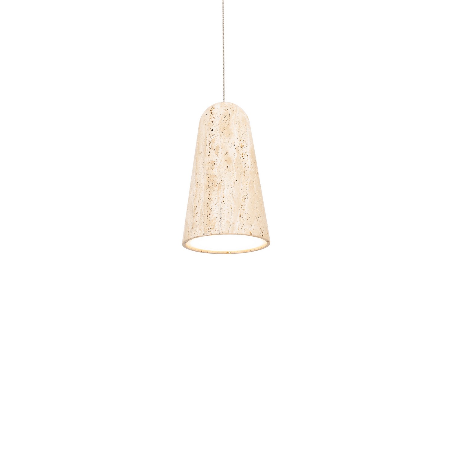 Beige Travertine Aged Brass LED Mini Pendant from the Pompeii Collection