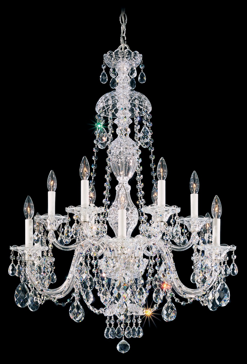 Schonbek 2997-40A Sterling 12 Light Silver Chandelier Ceiling Light in Spectra, Polished Silver