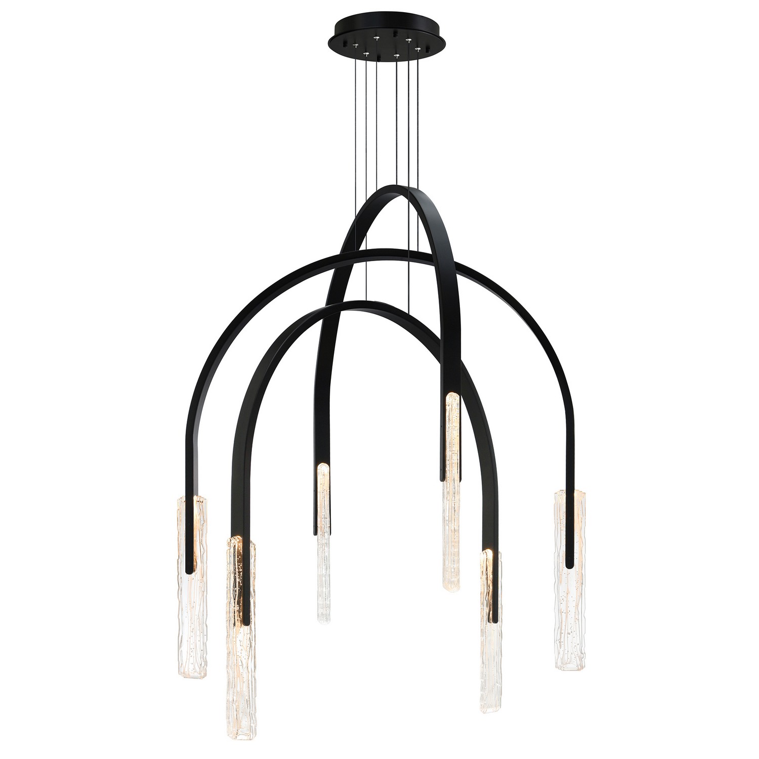 CWI Lighting 1725P38-6-101 Curva LED 38 inch Black Chandelier Ceiling Light