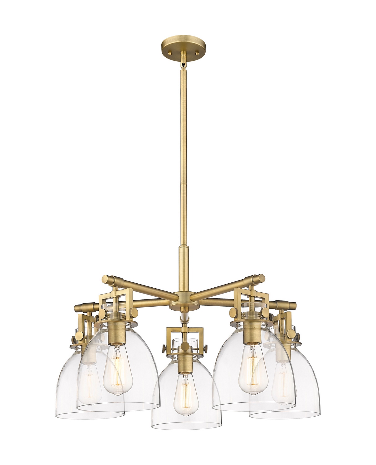 Five Light Chandelier by Innovations - Downtown Urban Collection, Brushed Brass Finish - 411-5CR-BB-G412-7CL