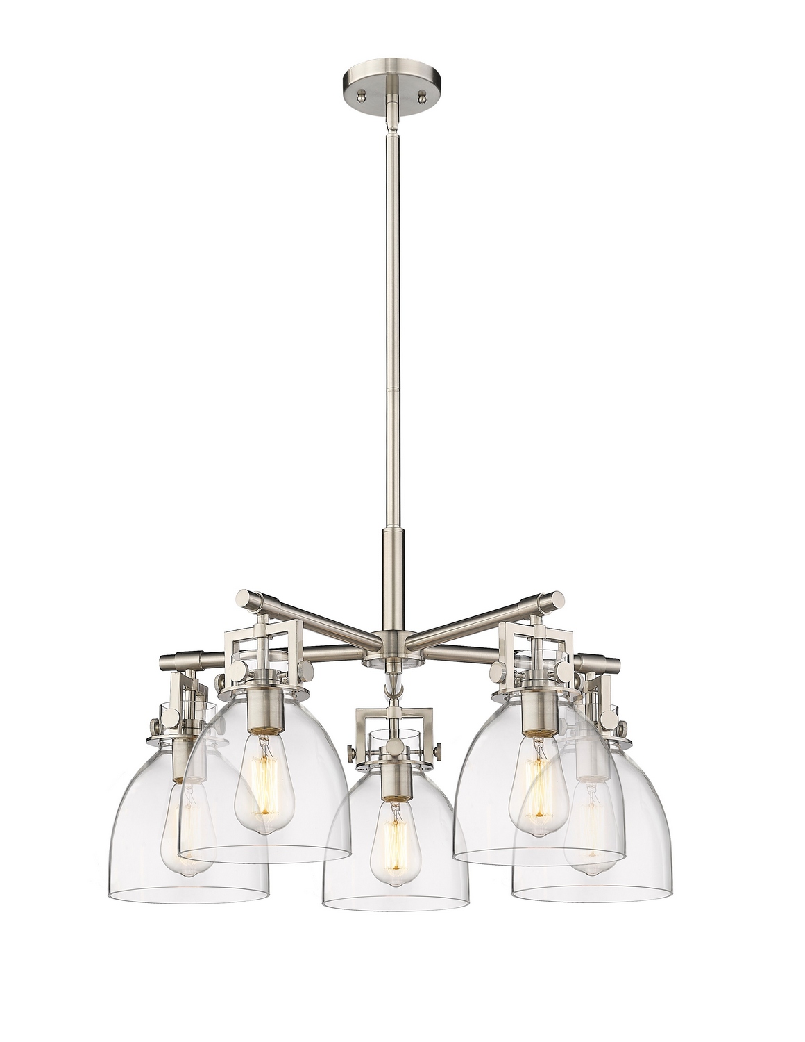 Five Light Chandelier by Innovations - Downtown Urban Collection, Satin Nickel Finish - 411-5CR-SN-G412-7CL