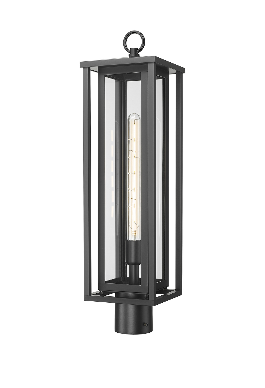 One Light Outdoor Post Lantern by Innovations - Ashland Collection, Matte Black Finish - 9950-1PLT-BK-25-CL