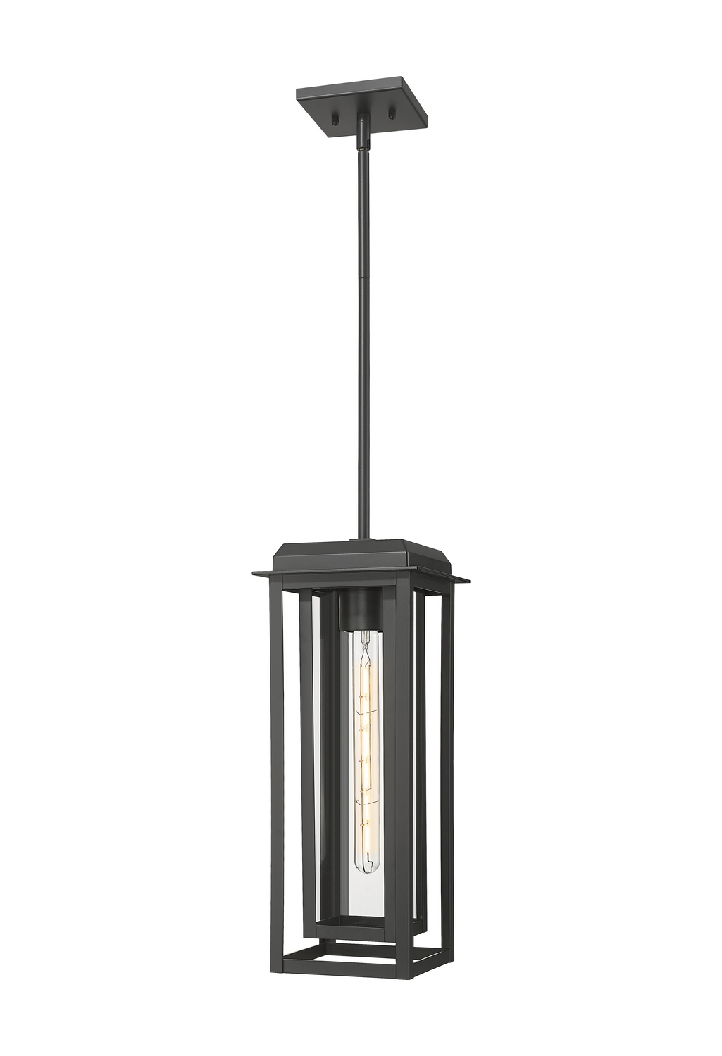 One Light Pendant by Innovations - Mansfield Collection, Matte Black Finish - 9951-1H-BK-19-CG-BK-CL