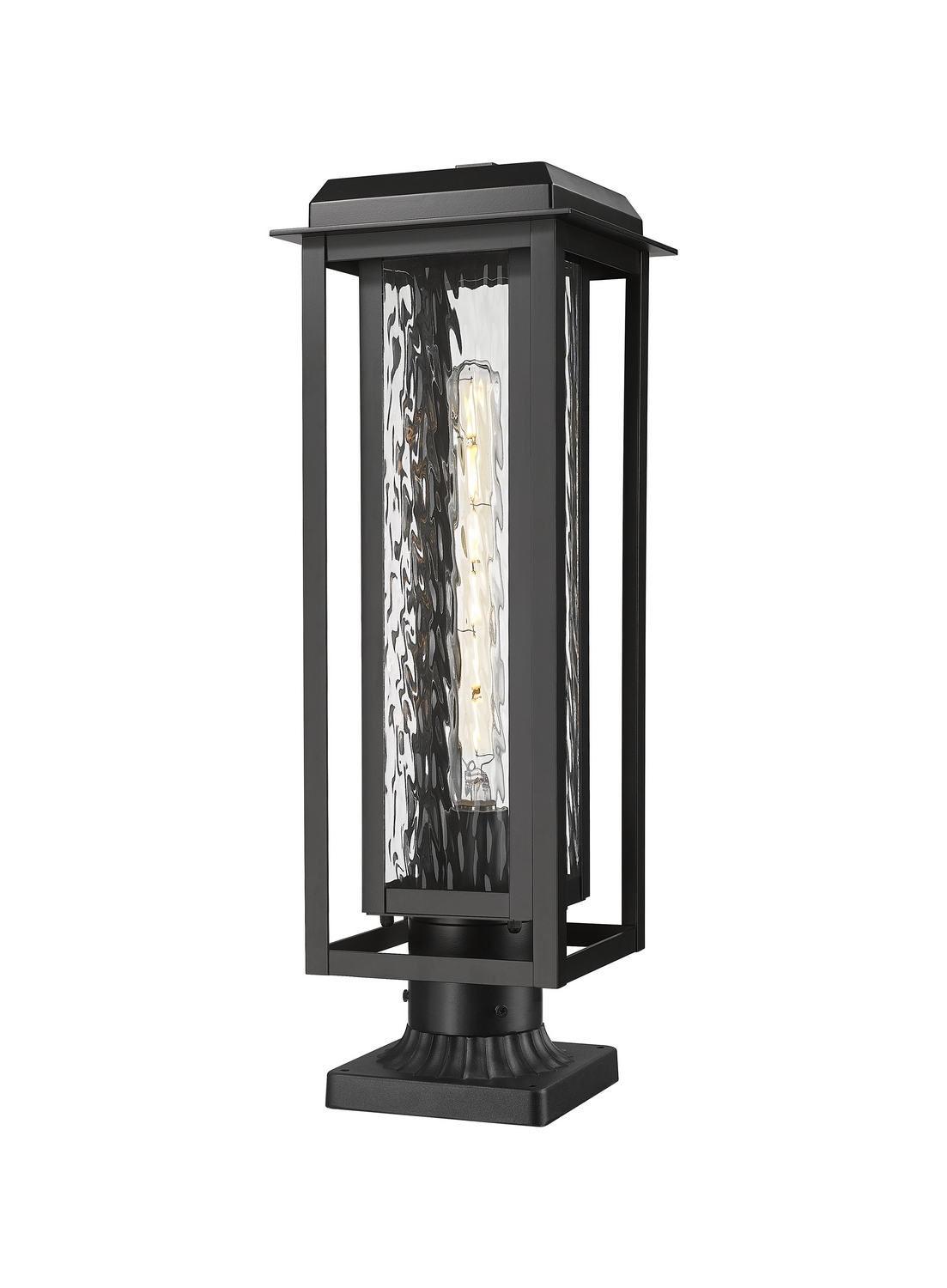 One Light Outdoor Post Lantern by Innovations - Mansfield Collection, Matte Black Finish - 9951-1PLT-BK-20-CG-BK-WG