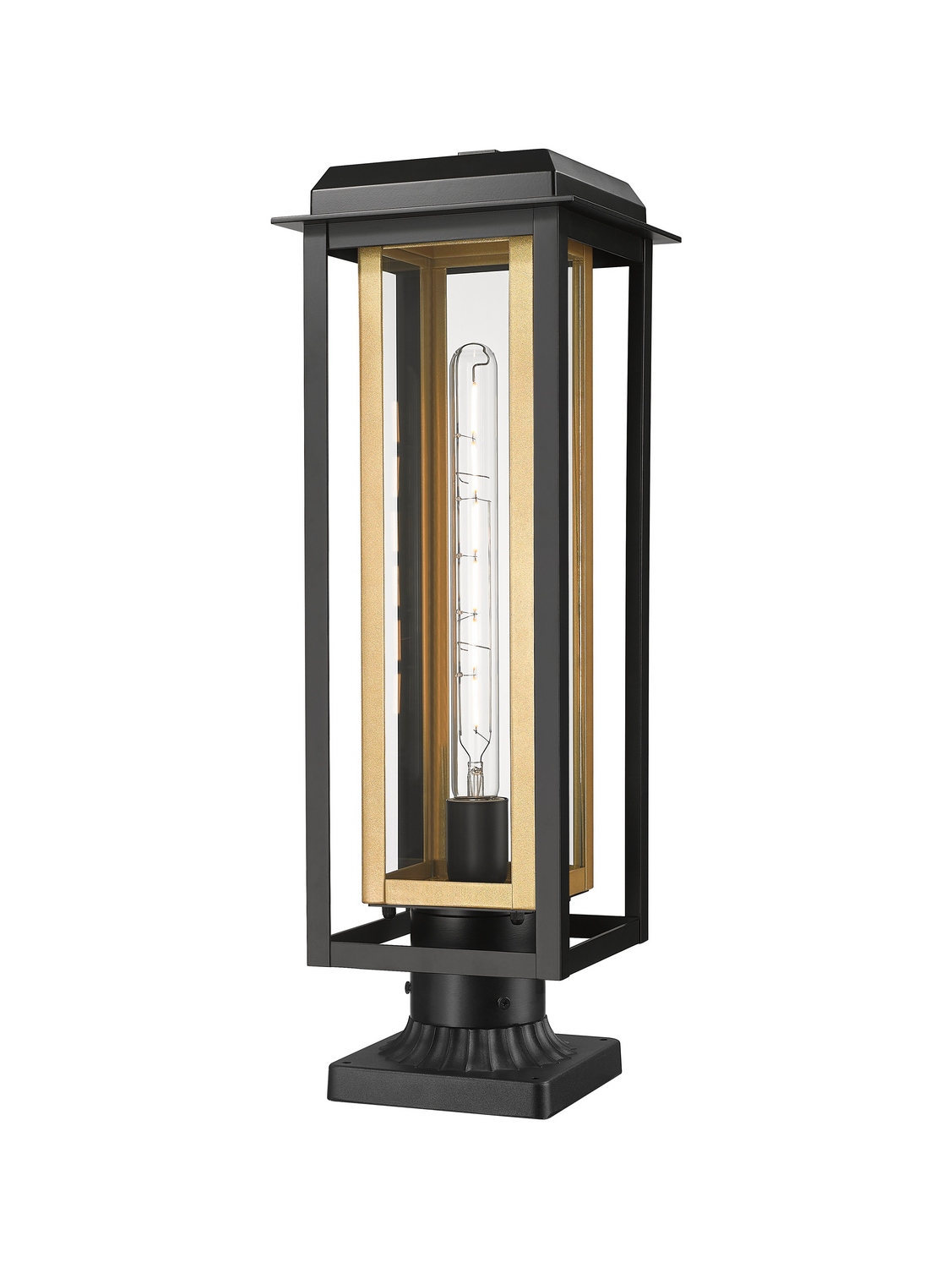 One Light Outdoor Post Lantern by Innovations - Mansfield Collection, Matte Black Finish - 9951-1PLT-BK-20-CG-BR-CL