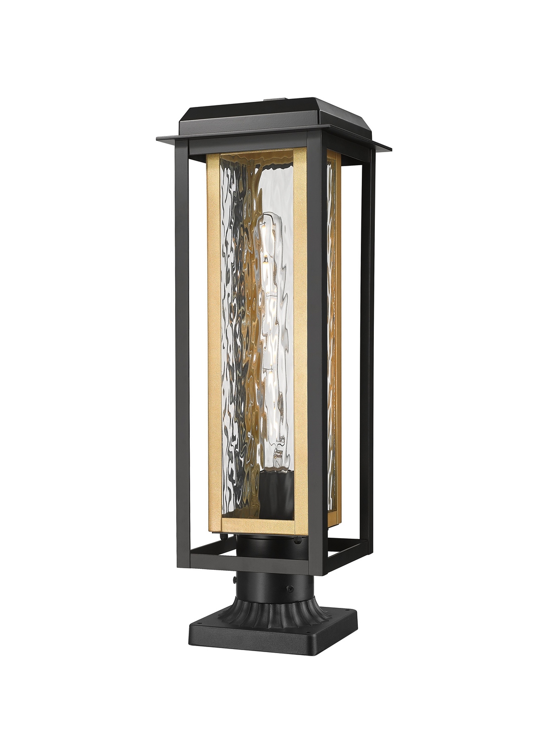 One Light Outdoor Post Lantern by Innovations - Mansfield Collection, Matte Black Finish - 9951-1PLT-BK-20-CG-BR-WG