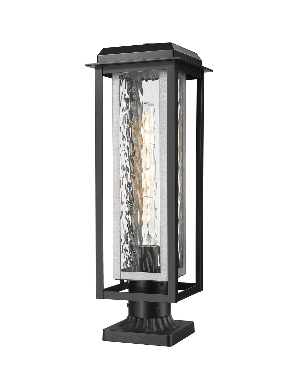 One Light Outdoor Post Lantern by Innovations - Mansfield Collection, Matte Black Finish - 9951-1PLT-BK-20-CG-SV-WG