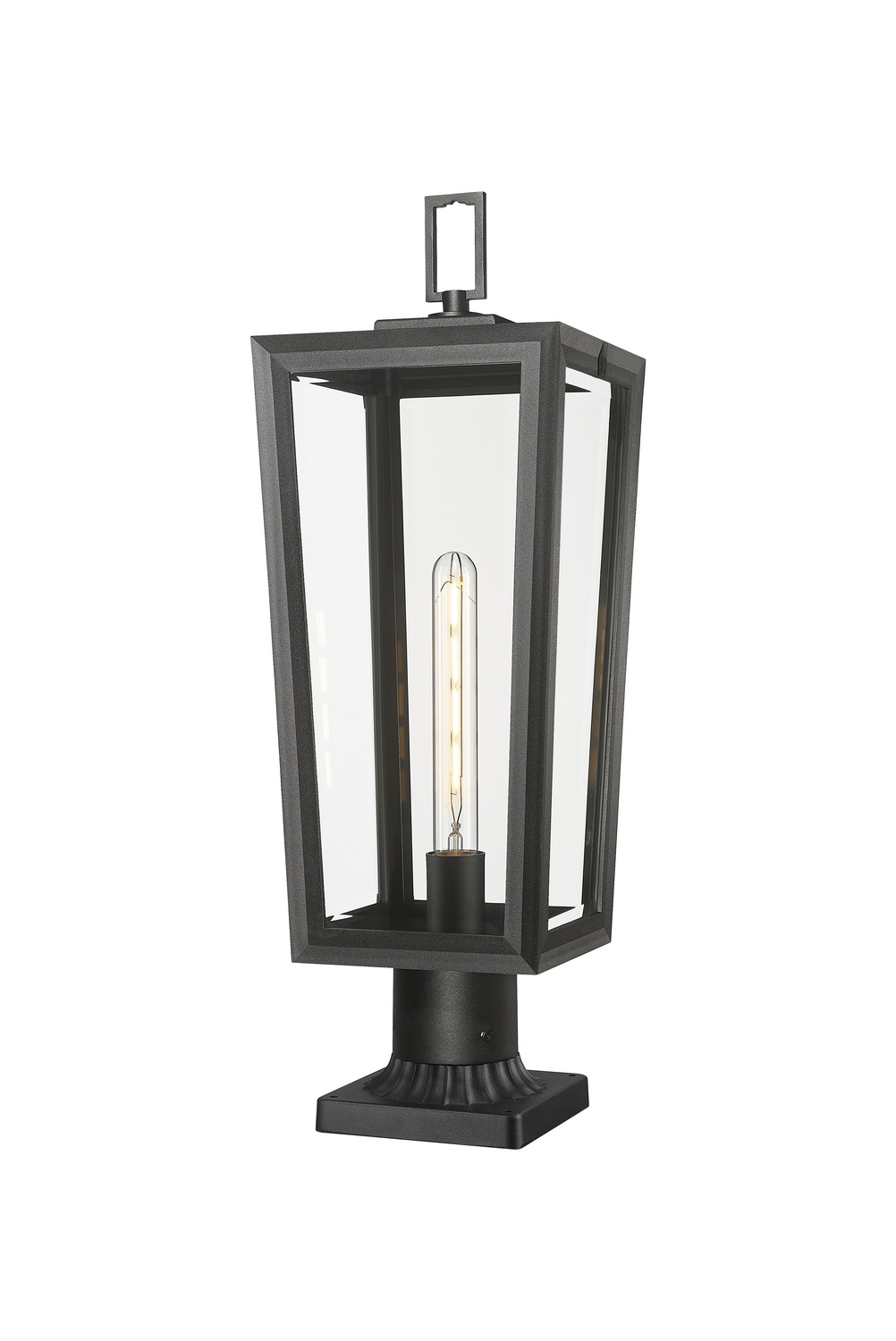 One Light Outdoor Post Lantern by Innovations - Madison Collection, Matte Black Finish - 9952-1PLT-BK-23-CL