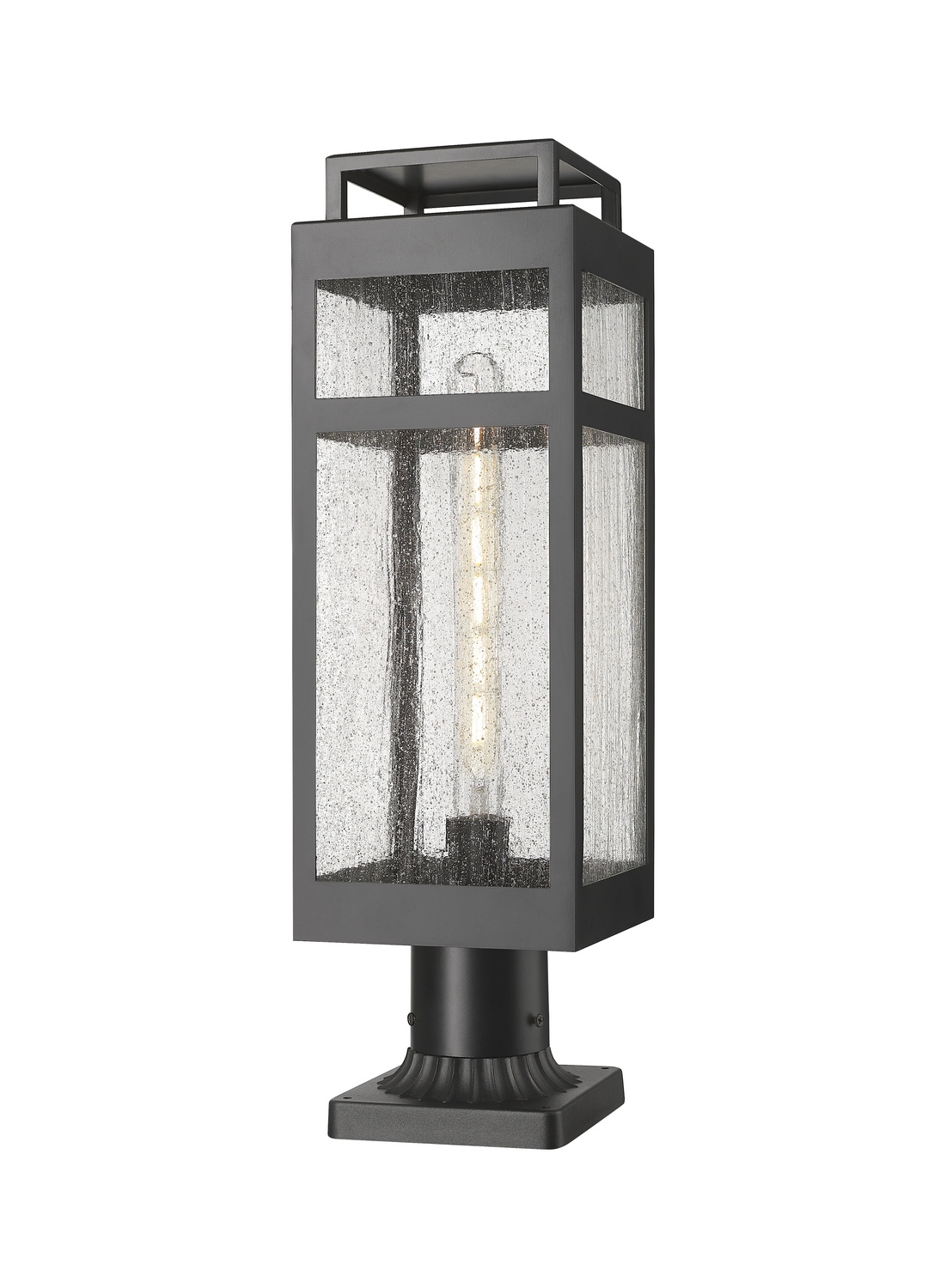 One Light Outdoor Post Lantern by Innovations - Ridgeway Collection, Matte Black Finish - 9953-1PLT-BK-20-SDY