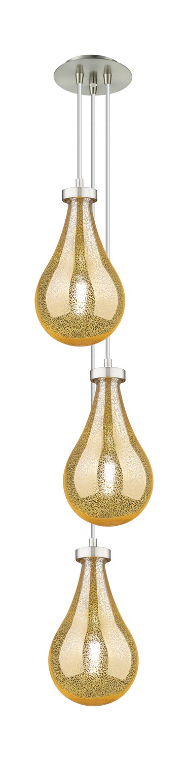 Three Light Pendant by Innovations - Downtown Urban Collection, Brushed Satin Nickel Finish - 103-451-1P-SN-G451-7ME