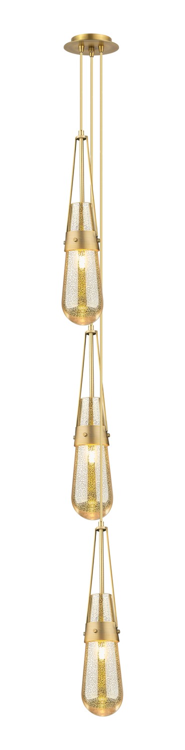 Three Light Pendant by Innovations - Downtown Urban Collection, Brushed Brass Finish - 103-452-1P-BB-G452-4ME