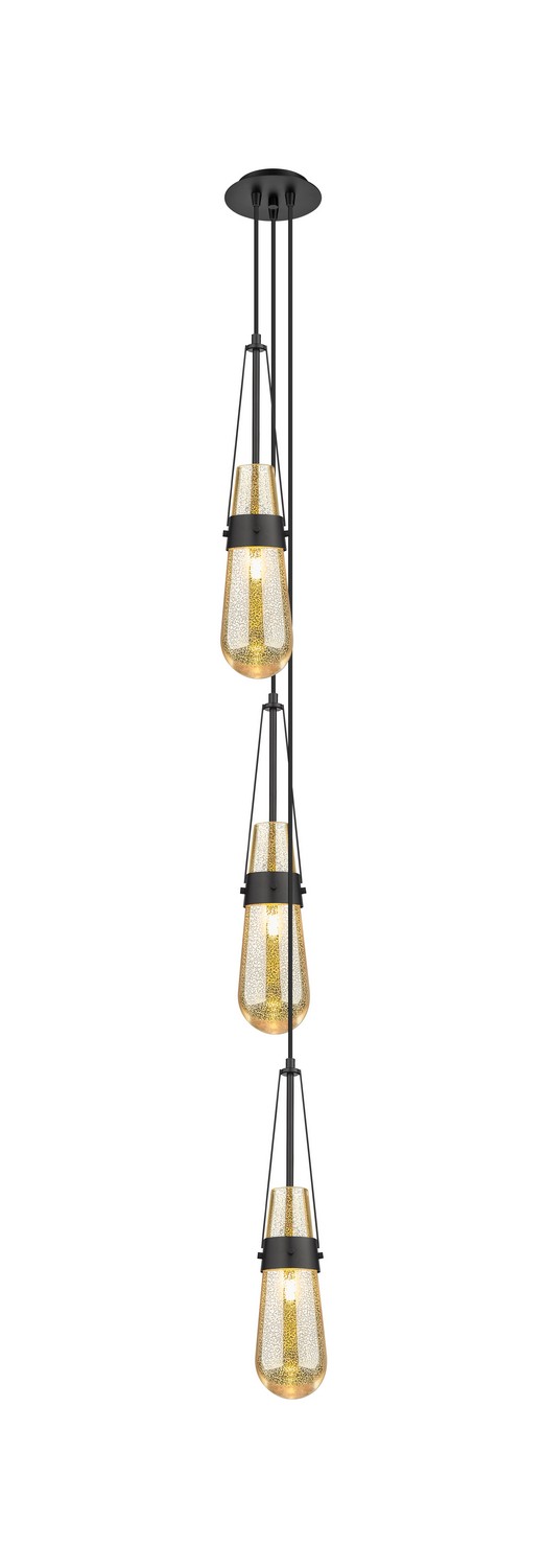 Three Light Pendant by Innovations - Downtown Urban Collection, Matte Black Finish - 103-452-1P-BK-G452-4ME
