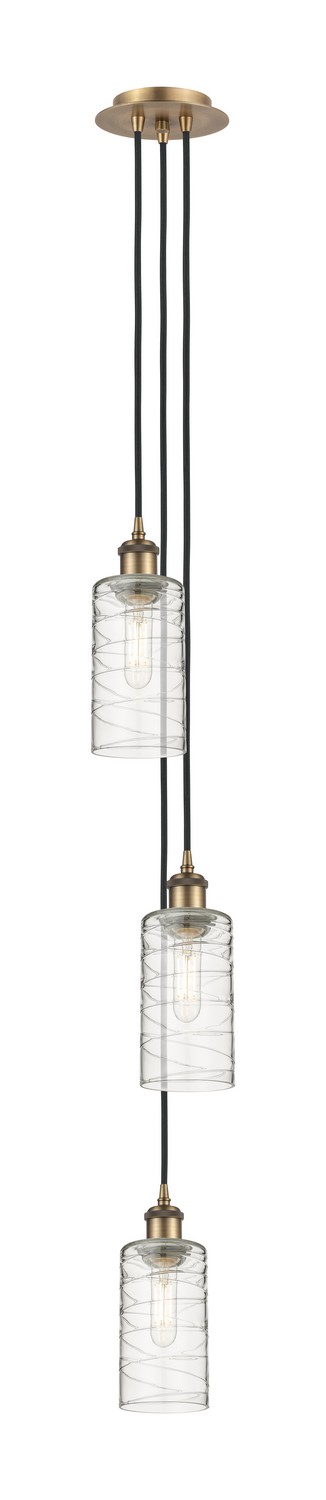 Three Light Pendant by Innovations - Downtown Urban Collection, Brushed Brass Finish - 103B-3P-BB-G434-7DE