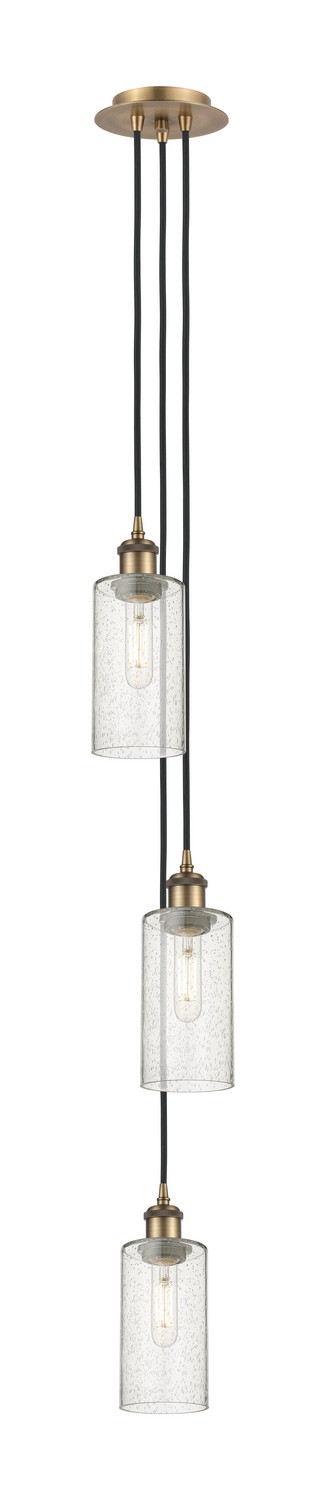 Three Light Pendant by Innovations - Downtown Urban Collection, Brushed Brass Finish - 103B-3P-BB-G434-7SDY
