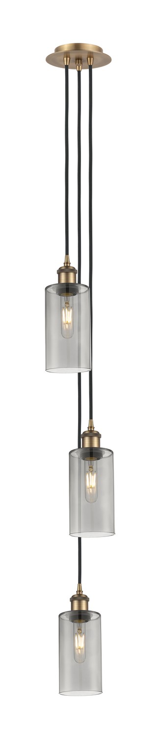 Three Light Pendant by Innovations - Downtown Urban Collection, Brushed Brass Finish - 103B-3P-BB-G434-7SM