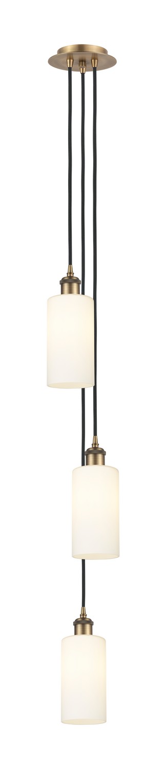 Three Light Pendant by Innovations - Downtown Urban Collection, Brushed Brass Finish - 103B-3P-BB-G434-7WH