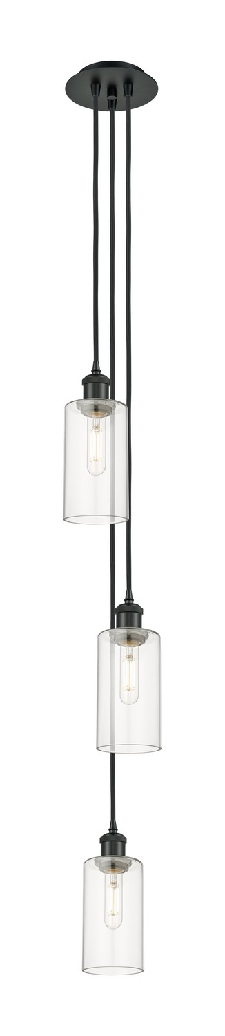 Three Light Pendant by Innovations - Downtown Urban Collection, Matte Black Finish - 103B-3P-BK-G434-7CL